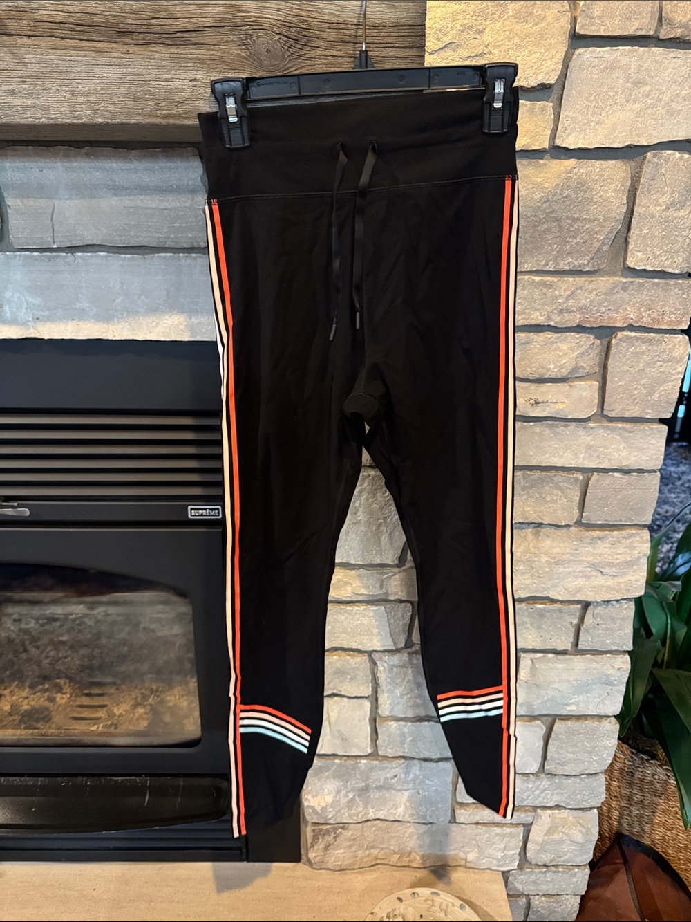 White Fox Boutique Black Leggings with Multicolor Side Stripes